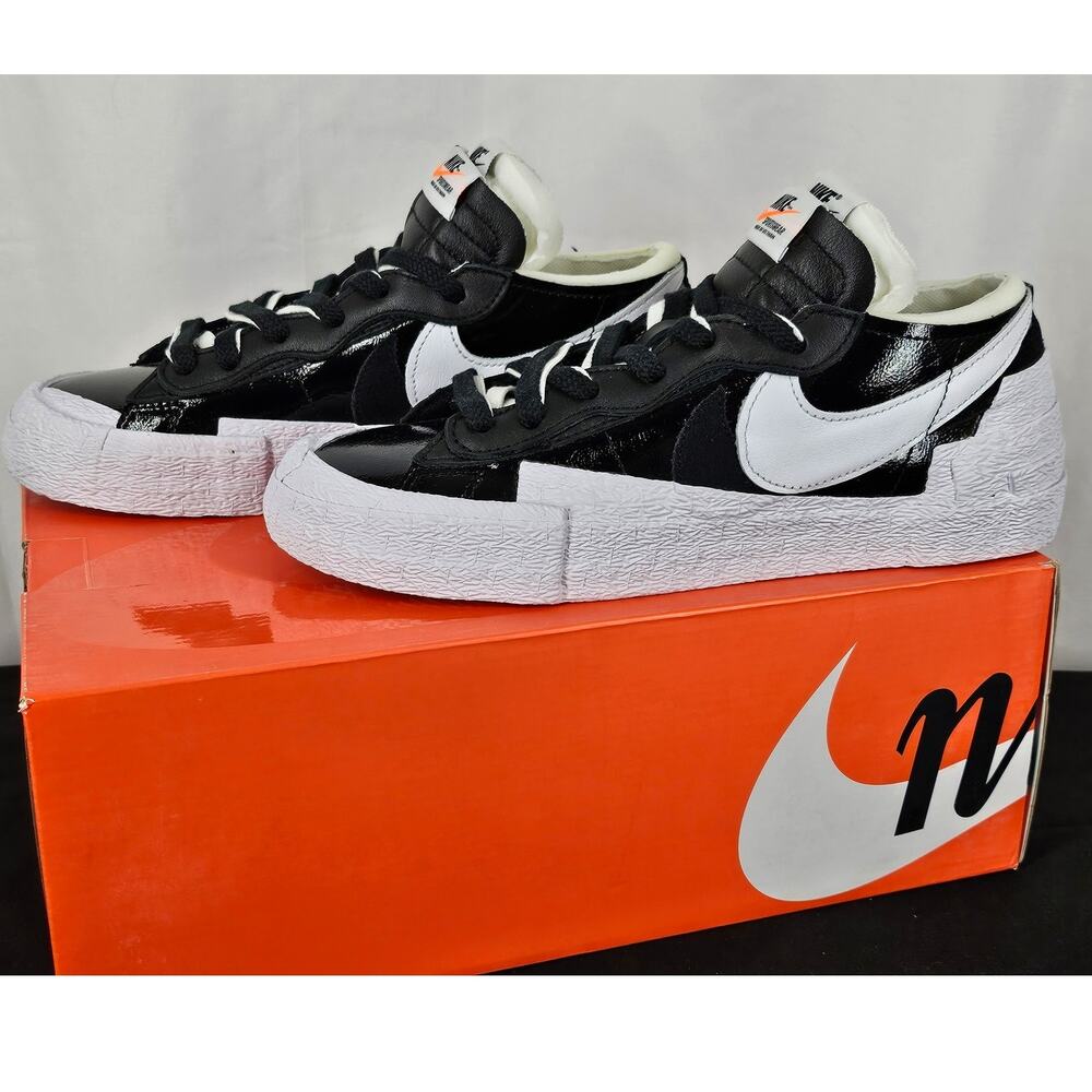 NIKE BLAZER LOW SACAI “BLACK PATENT” – MEN’S SIZE 7 / WOMEN’S 8.5 – DM6443-001 - Picture 2 of 12